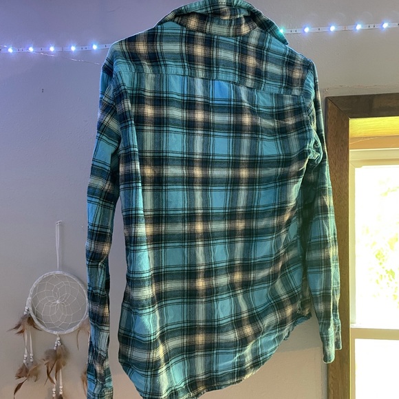 American Eagle Blue Plaid Flannel 